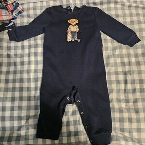 Navy Blue Kids One Piece with Bear Design